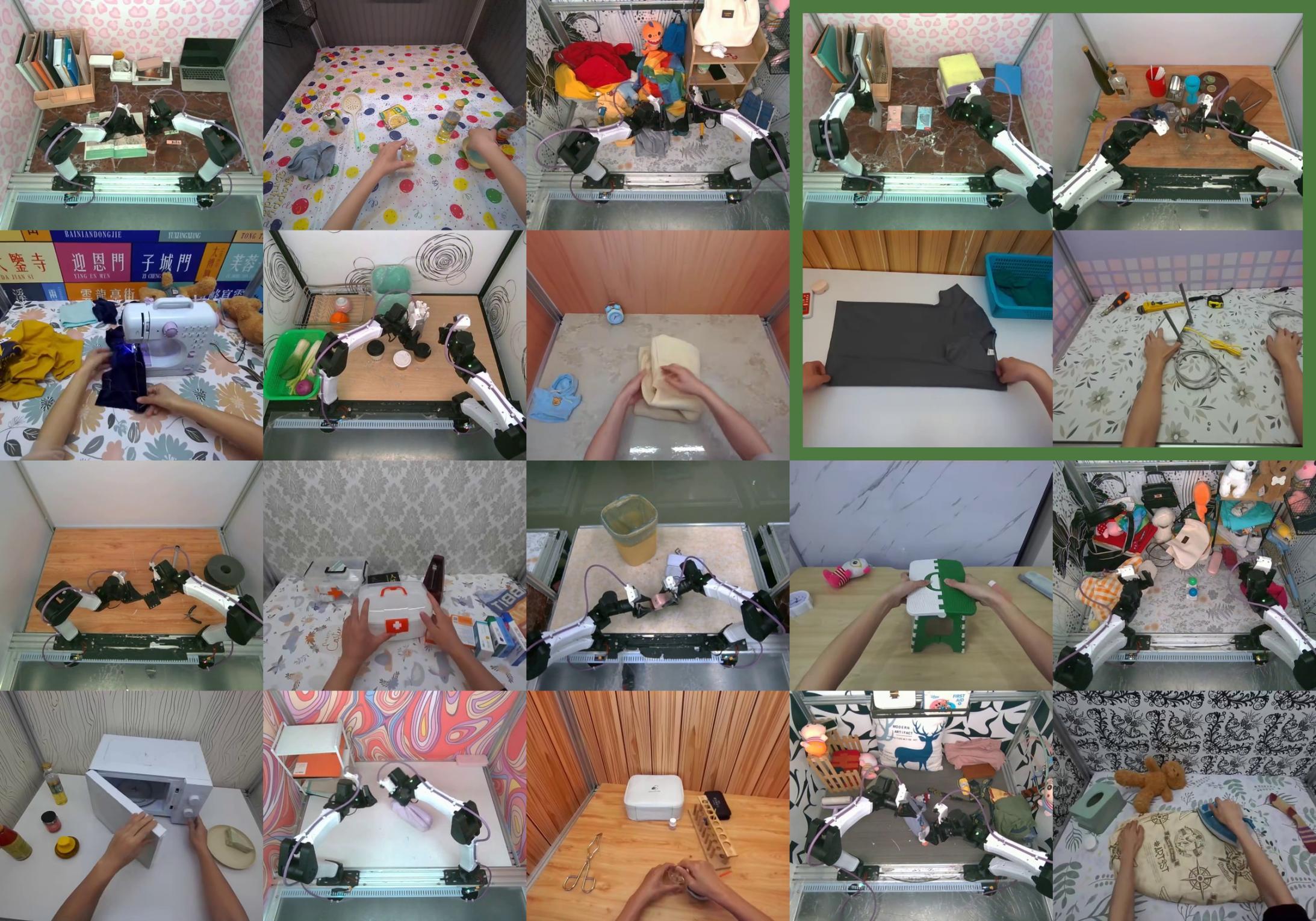 Original montage of robot and human demonstrations across tasks